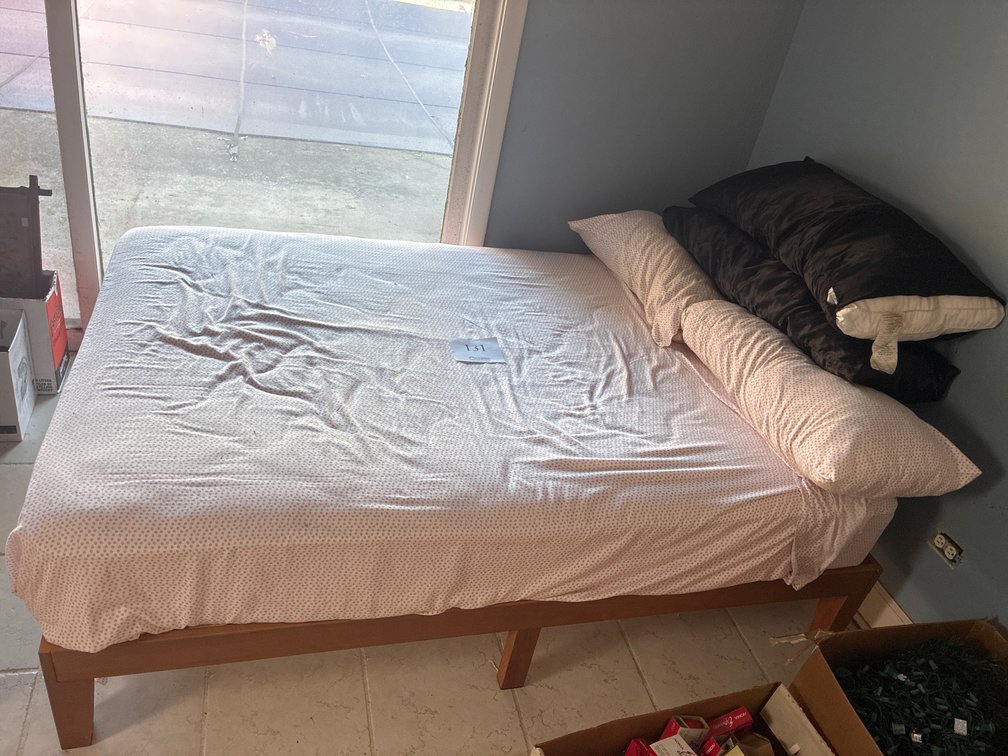 Full wooden Bed Frame with Mattress