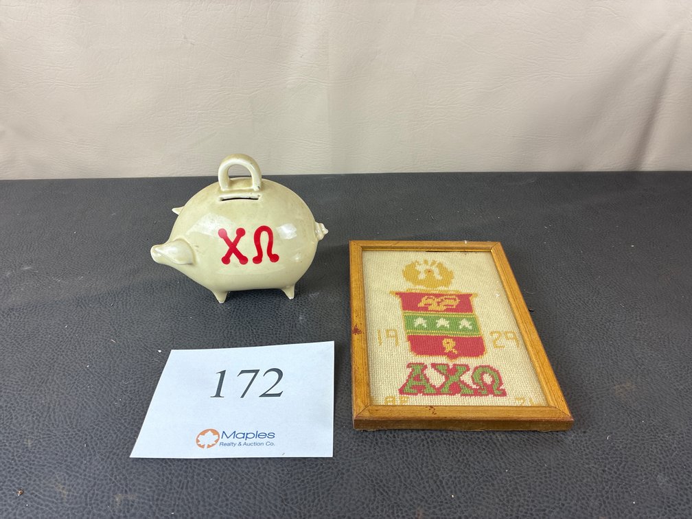 Sorority Piggy bank and Crotchet Art