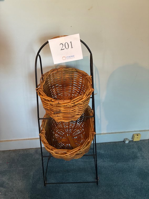 Metal Shelf with Wicker Baskets