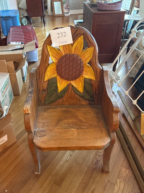 Hand Carved Wooden Sunflower Chair