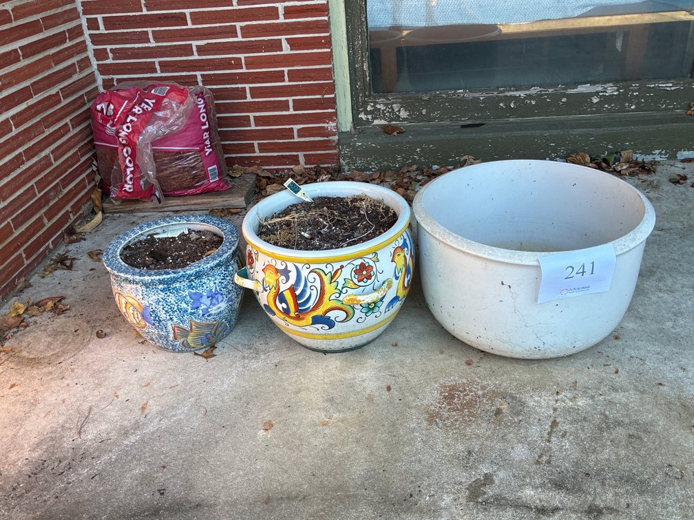 (3) Ceramic outdoor Planters
