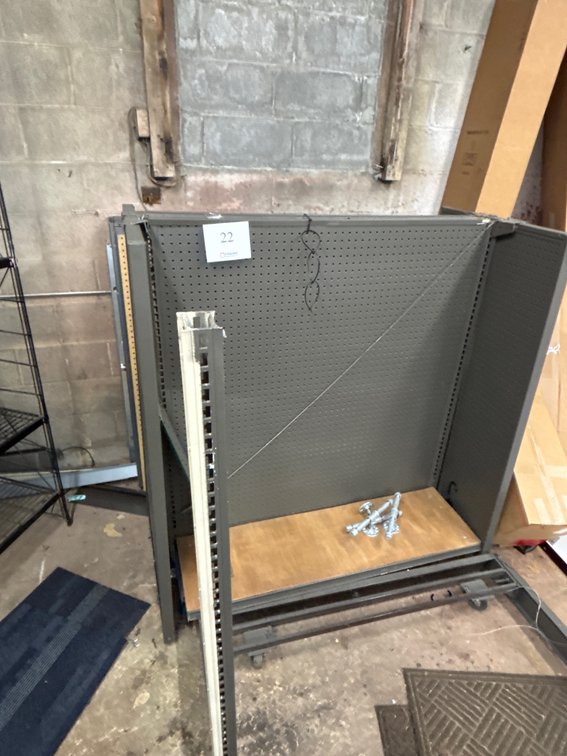 (3) Rolling Metal Pegboard Shelves