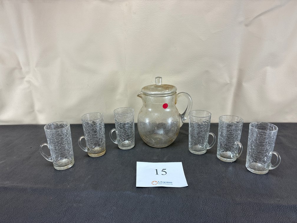 Vintage Crackle Glass, Cups and Pitchers