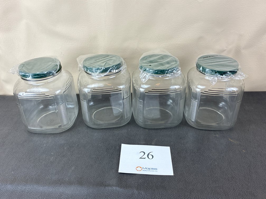 (4) Lidded Glass Canisters