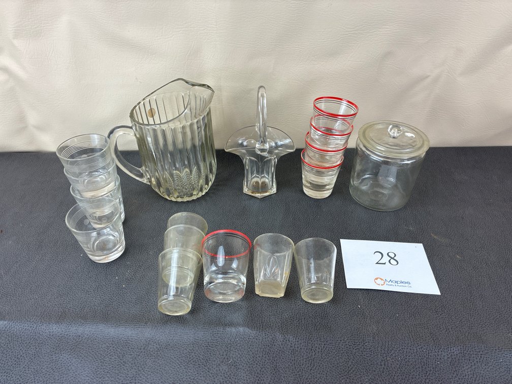 Glass Pitcher, and Shot Glasses