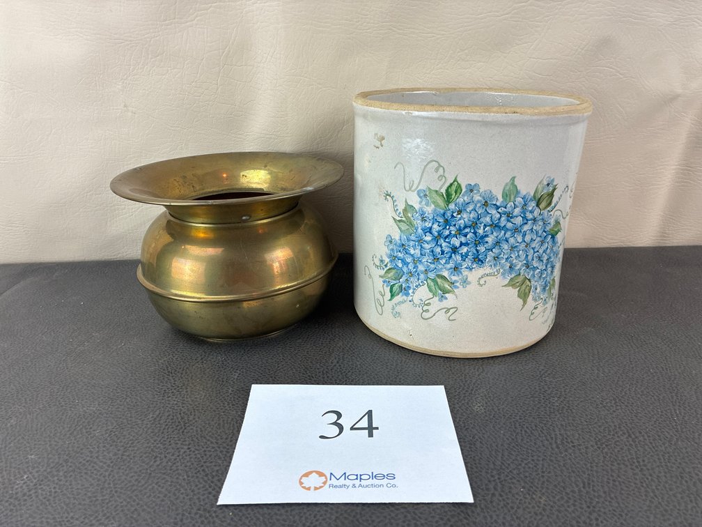 Vintage Crock and Spittoon