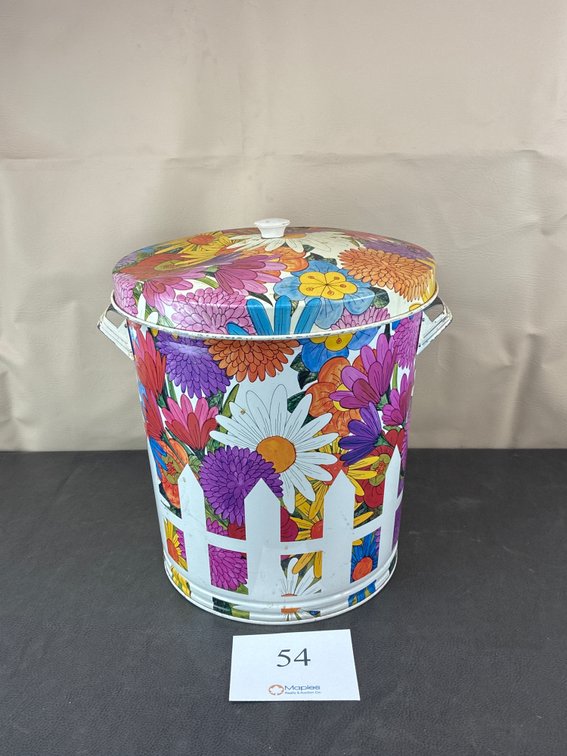 Floral Metal Trash Can