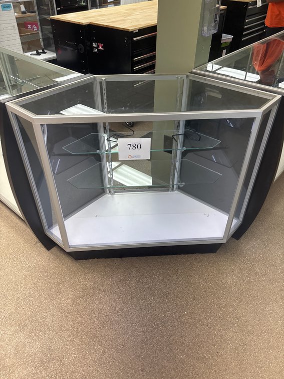 Illuminated Corner Glass Display Case