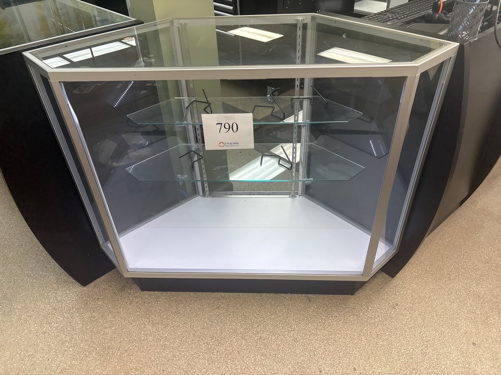 Illuminated Corner Glass Display Case