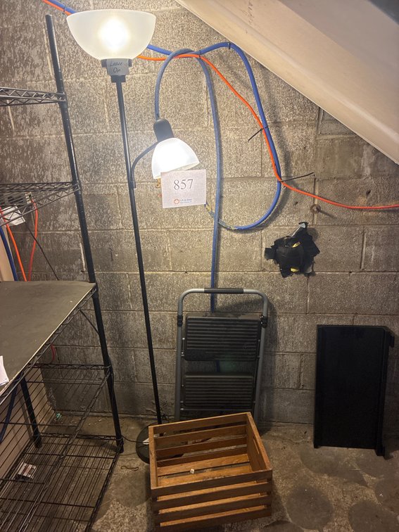 Step-stool, Lamp, Wooden Crate