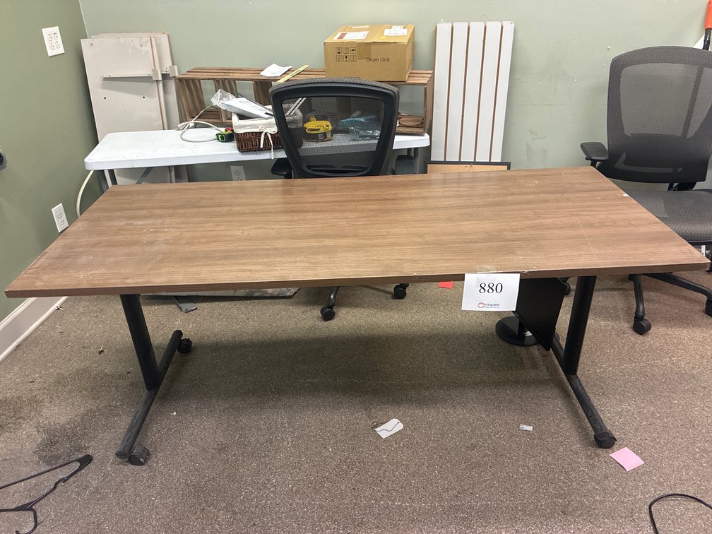 Large Wooden Desk on Wheels