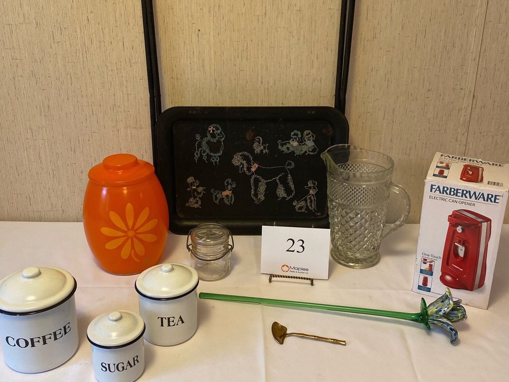 Vintage Food Tray and Various Kitchen Items