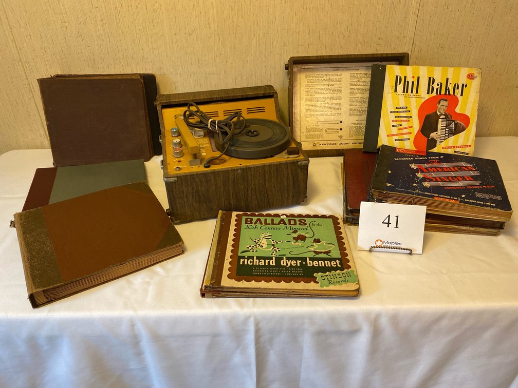 Newcomb Record Player and Albums 