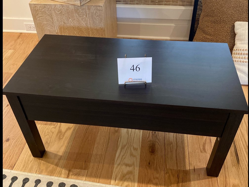 LIFT TOP COFFEE TABLE 18” H x 38”L x 19”D