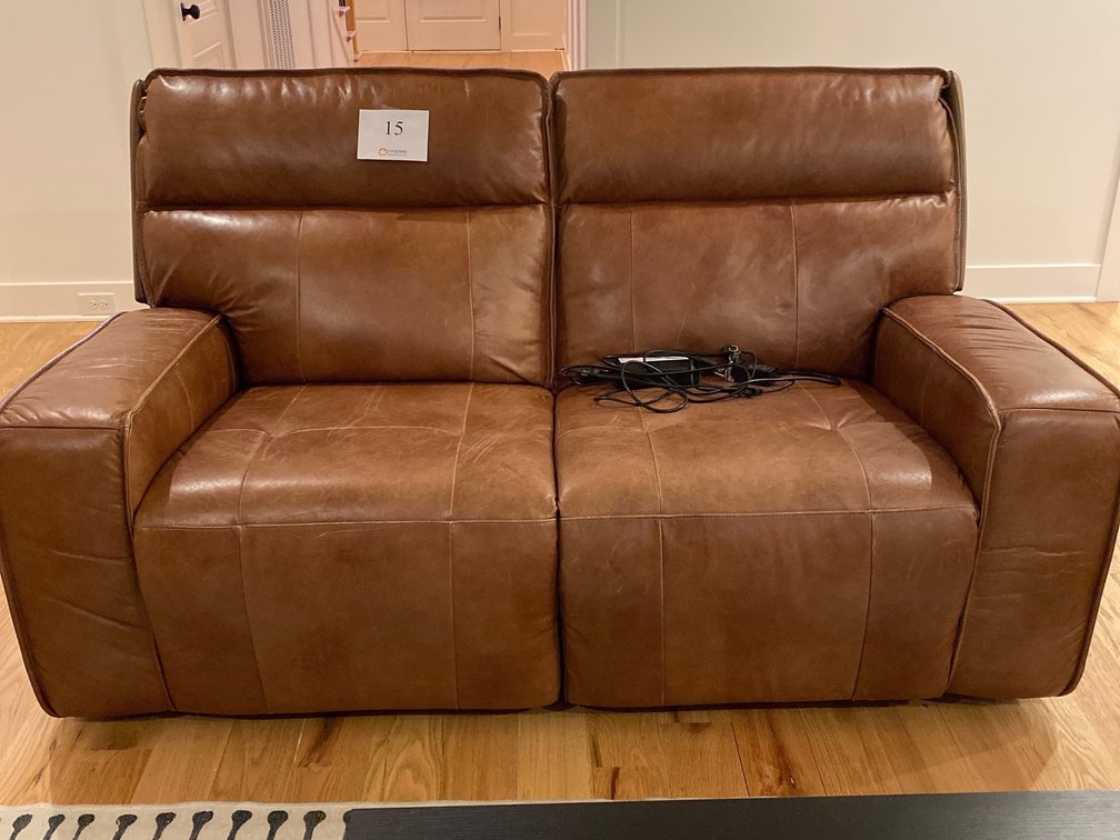 POWER RECLINING LEATHER COUCH 72” L WITH USB PORTS 