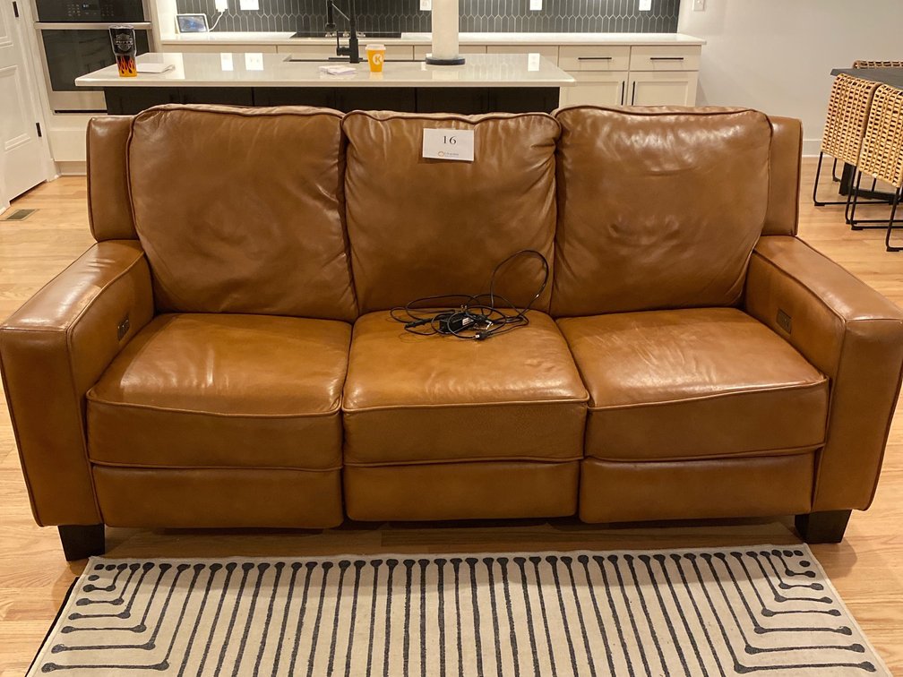 POWER RECLINING LEATHER COUCH 82”L USB PORTS 