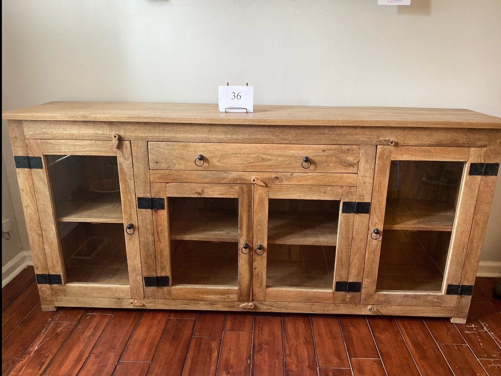 WOOD BUFFET CABINET 35”H x 76”W x 16”D