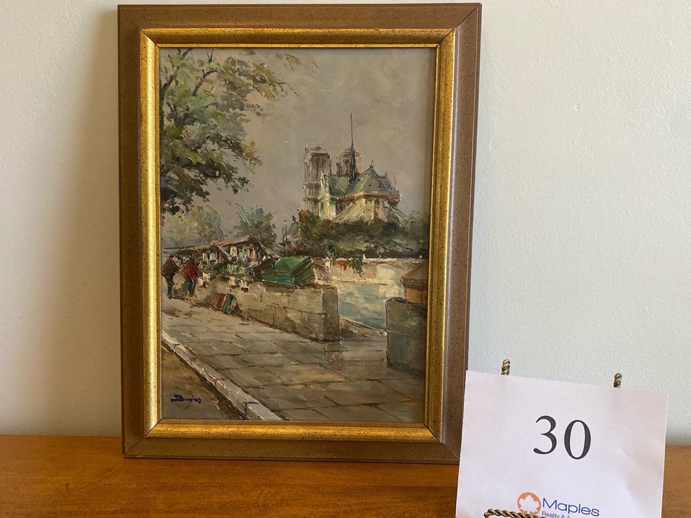 JULIEN BROSILES FRENCH OIL PAINTING THE QUAY AT NOTRE DAME