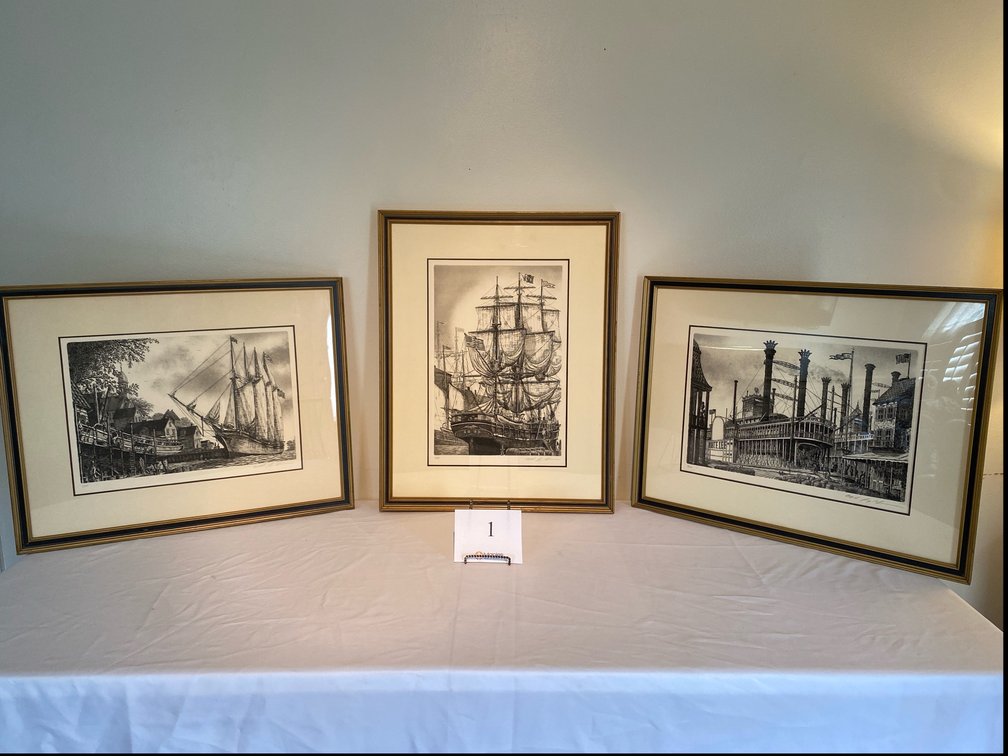 3 ALAN JAY GAINES SIGNED FRAMED ART PIECES