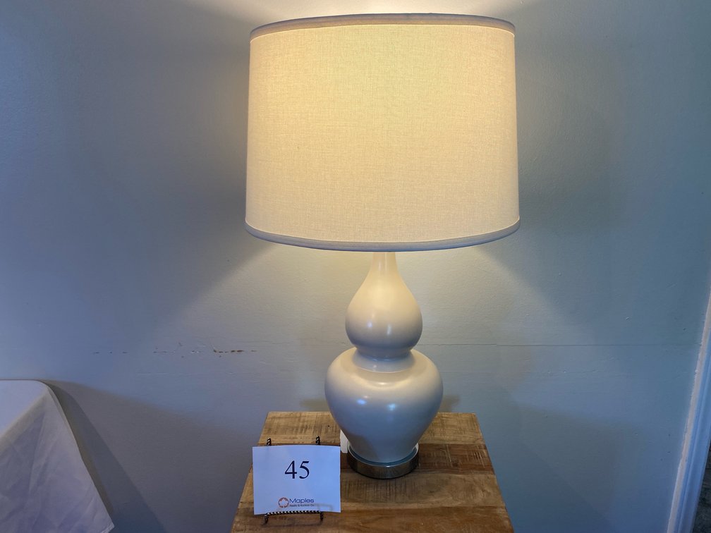 BEIGE LAMP WITH SHADE 29”H 