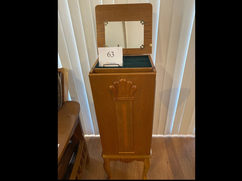 WOODEN JEWELRY CABINET 39”Hx14”Wx12”D