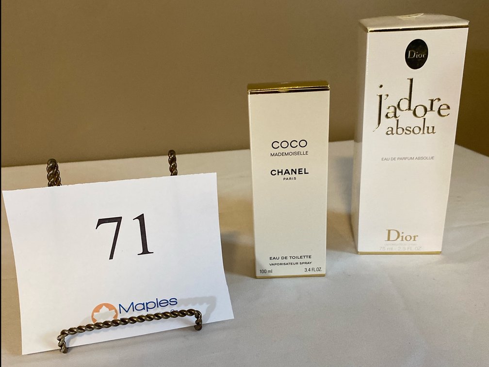 NEW COCO CHANEL PARIS AND DIOR JADORE ABSOLU PERFUME BOTTLES 