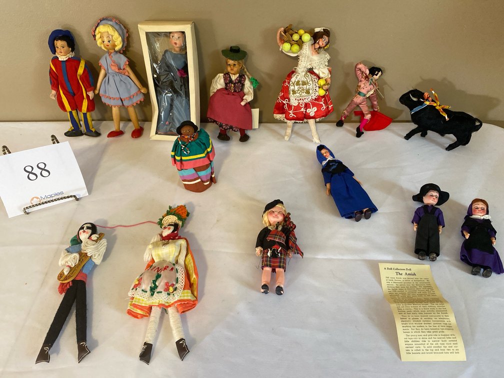 BULL FIGHTER AND BULL, VARIOUS OTHER COLLECTOR DOLLS