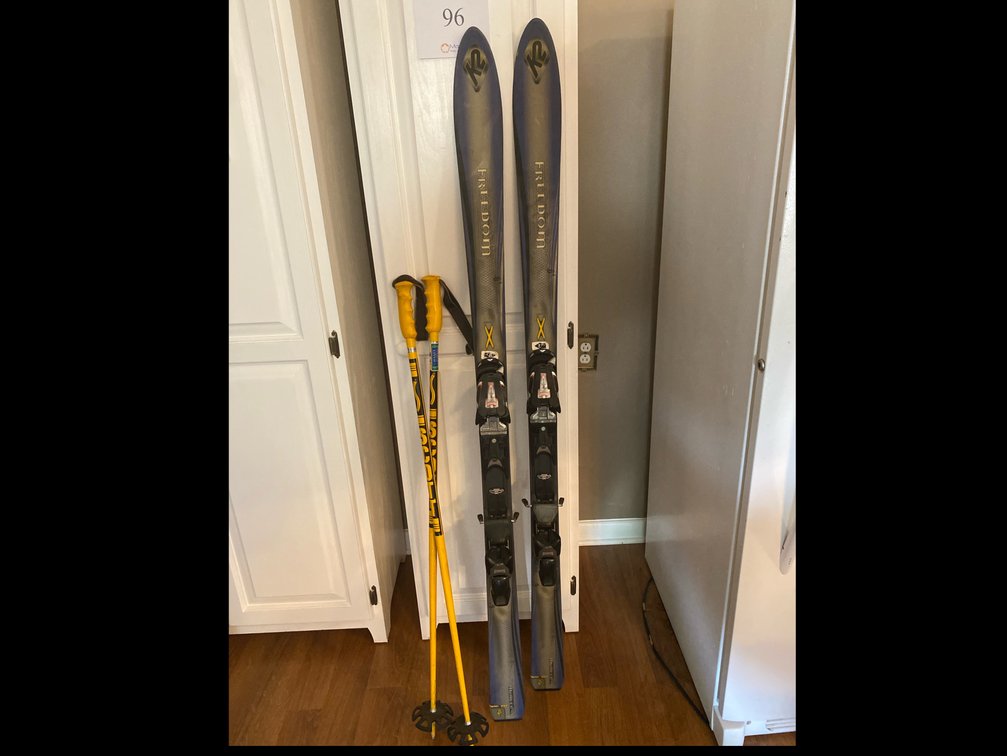 K2FREEDOM SKIS WITH BINDINGS, SCOTT SKI POLES