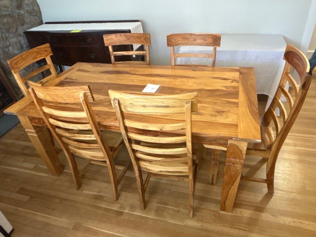 Large Solid Wood Dining Table & 6 Chairs