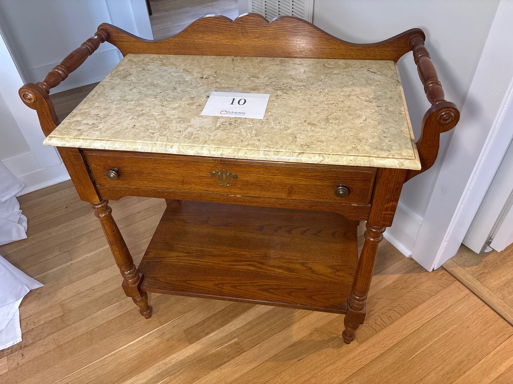 Mid Century Marble Top Serving Table