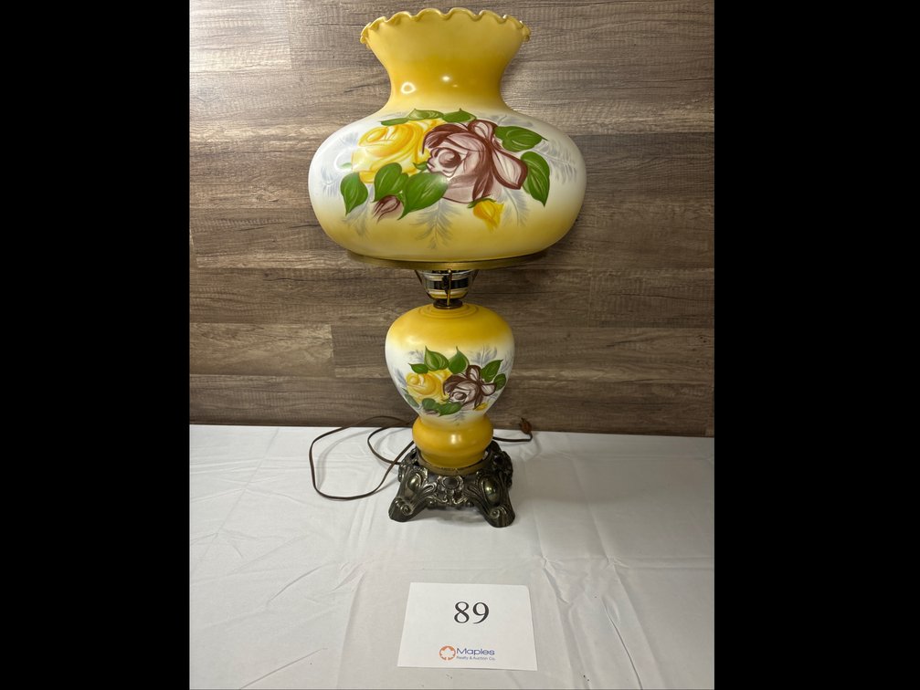 Floral Milk Glass Lamp