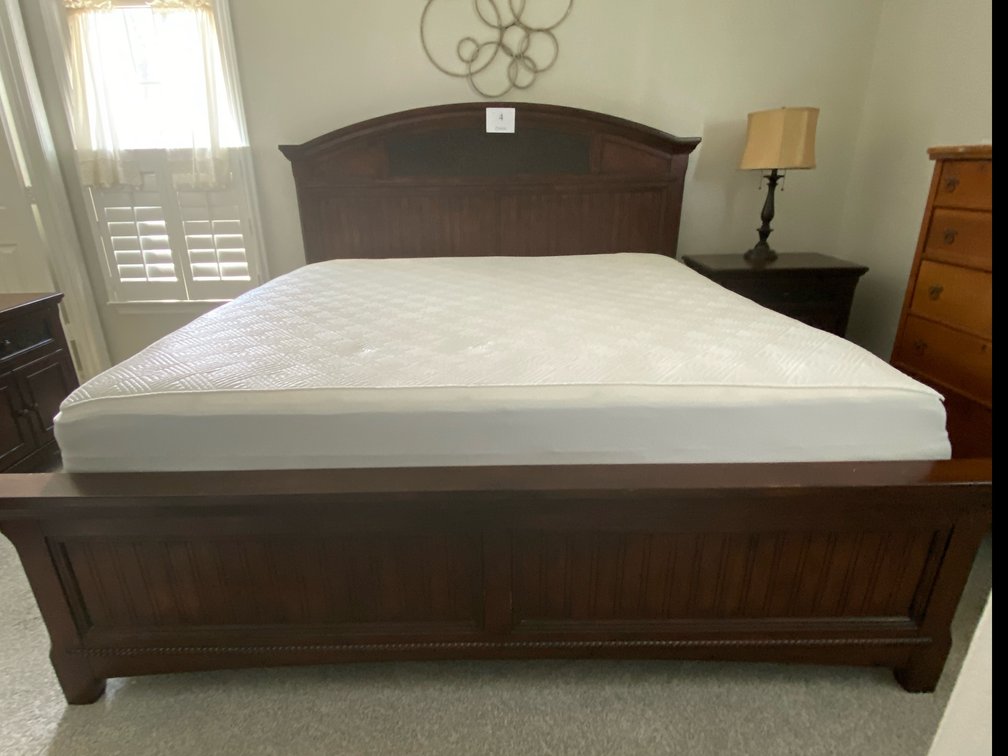 KING BED WITH MATTRESS, COVER AND BOXSPRING 