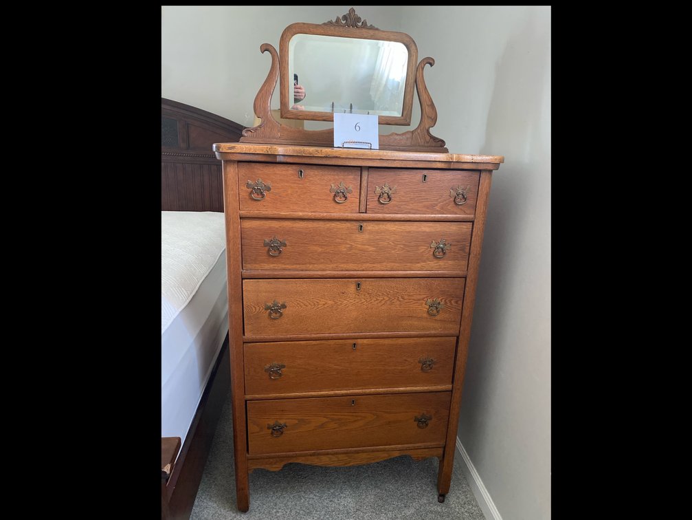ANTIQUE CHEST OF DRAWERS WITH MIRROR 