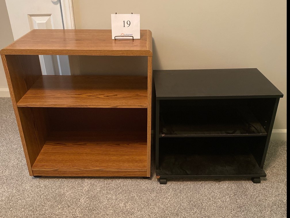 TWO ROLLING SHELVES