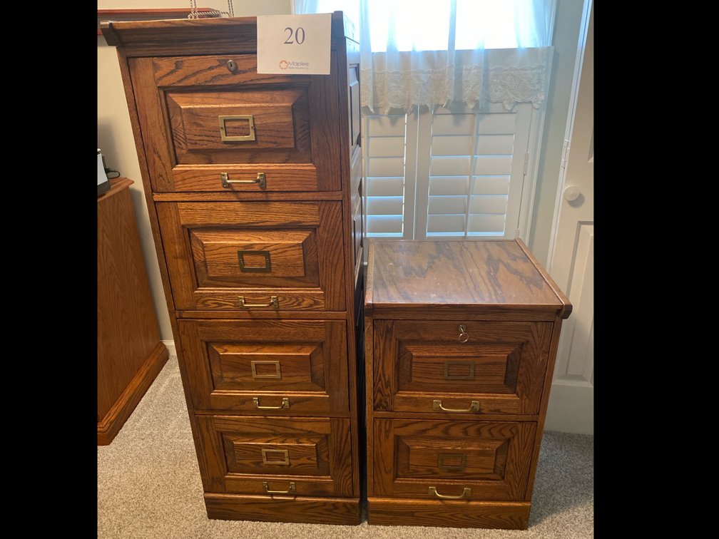 TWO MATCHING WOODEN FILING CABINETS