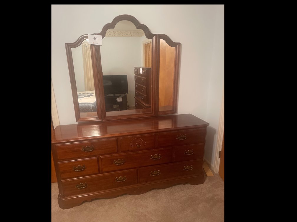 Wooden Dresser with Mirror 