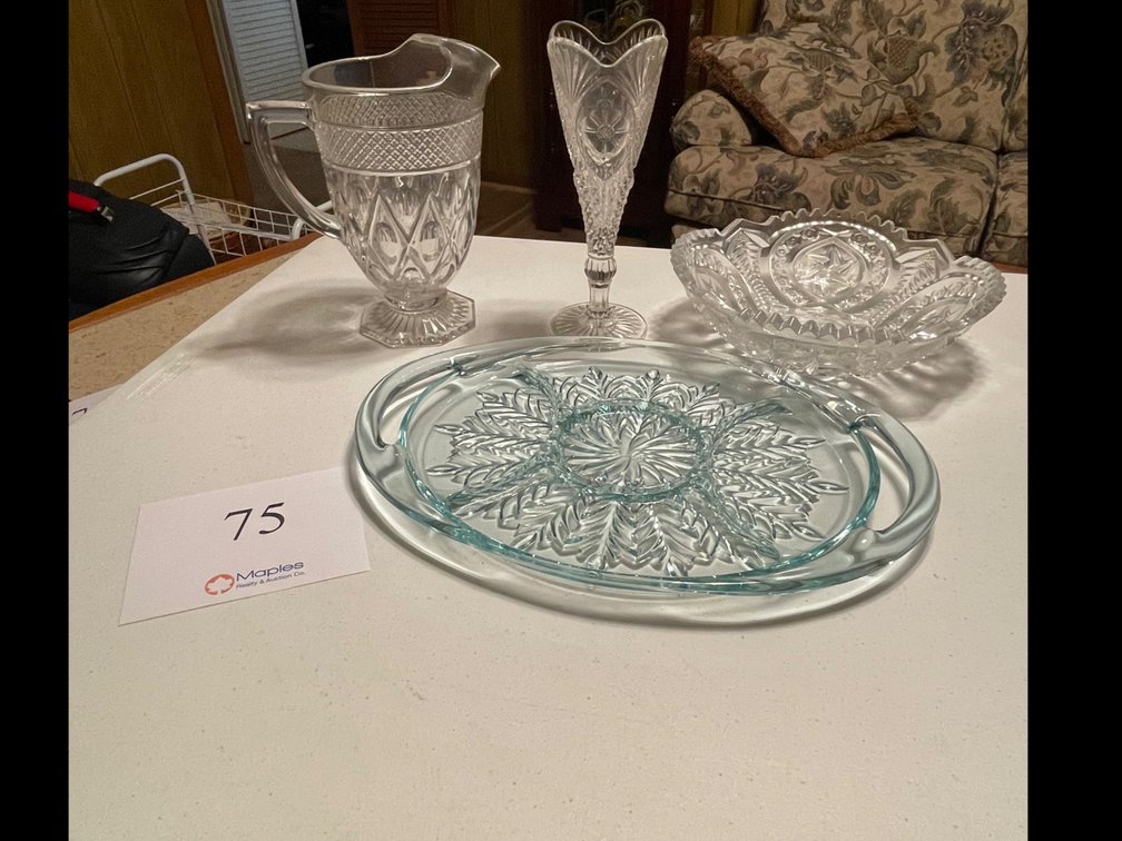 Imperial Glass Pitcher, Serving Tray and Dish 
