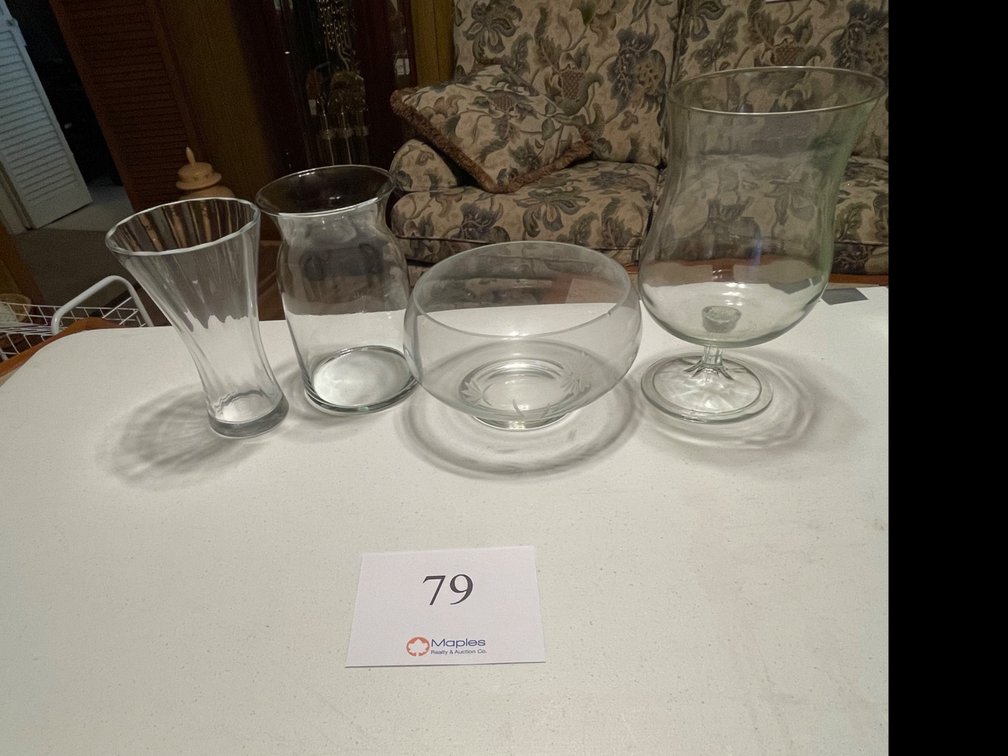 Glass Bowl and Vases 