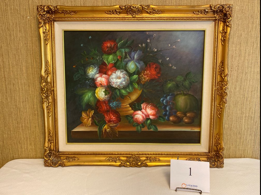 FRAMED SIGNED FLORAL PAINTING 31”x27”
