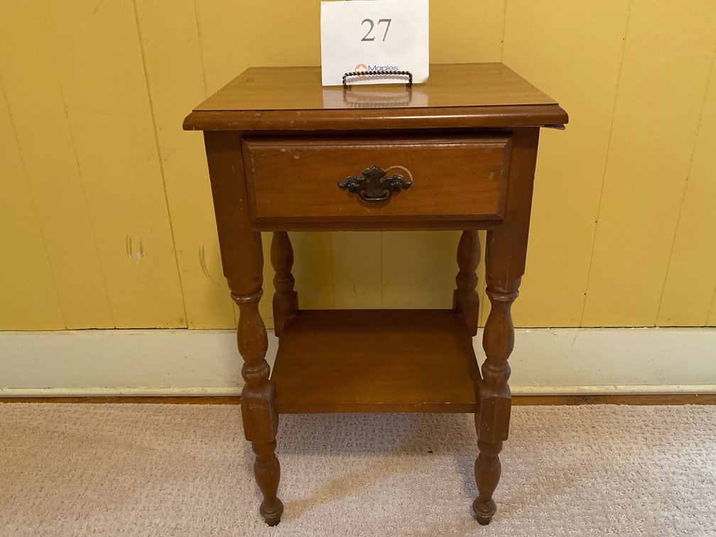 WOODEN SIDE TABLE  27”Hx17”Wx13.5D