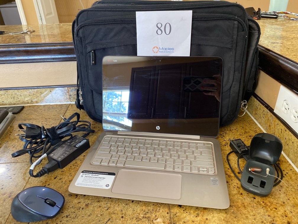 HP SPECTRE ULTRABOOK LAPTOP COMPUTER WITH CHARGER, WIRELESS MOUSE, EAR PIECE, CARRYING CASE 