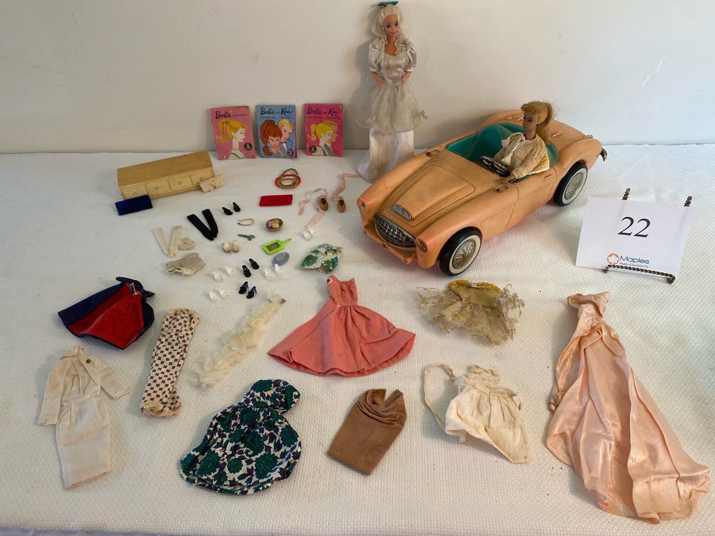 VINTAGE BARBIE CAR, BARBIE DOLLS, VINTAGE BARBIE CATALOGS, VINTAGE DOLL CLOTHES, 