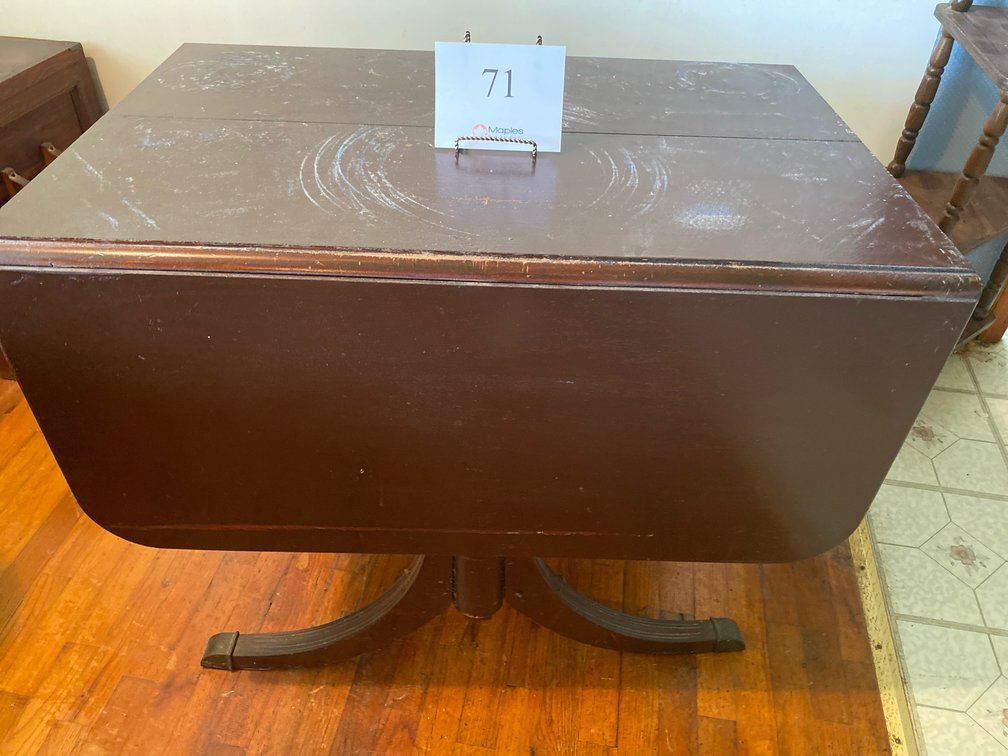 VINTAGE SIDE FOLDING TABLE  (SIDES OUT 54.5x36”)  (SIDES DOWN 