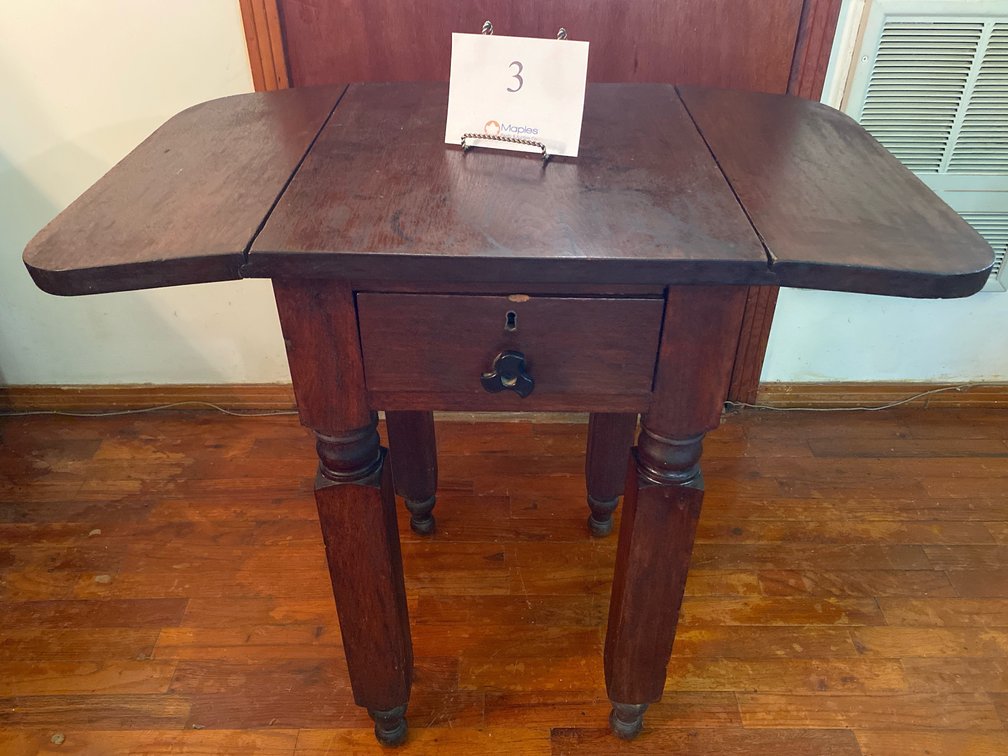 SIDE TABLE  29”x18”Wx20”D WITH FOLDING SIDES (33.5”W with sides out)