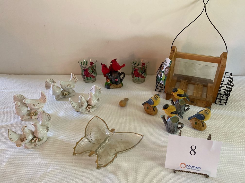 BRAND NEW BIRD HOUSE, BIRD FIGURINES, PORCELAIN DOVE FIGURINES
