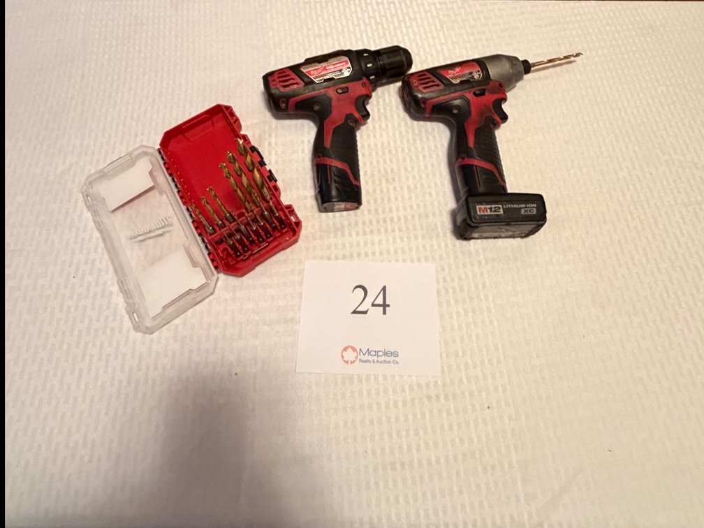 (2) Milwaukee Drills and drill bits
