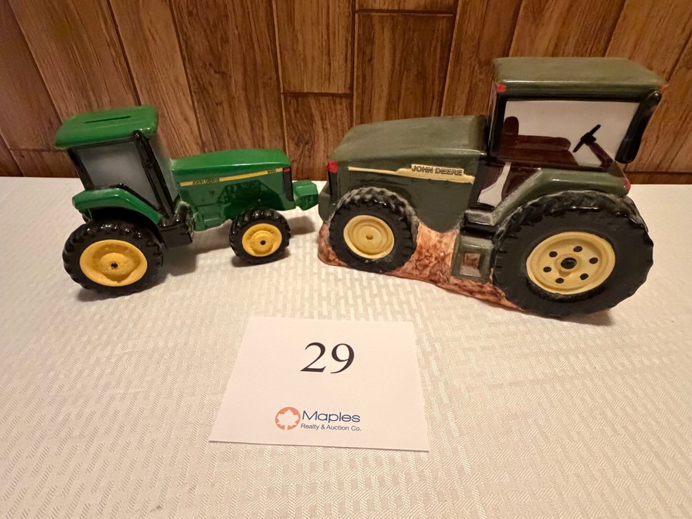 (2) John Deere tractor collectibles