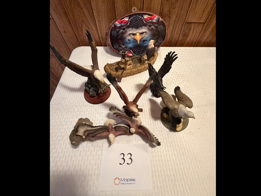 Eagles figurines and plate