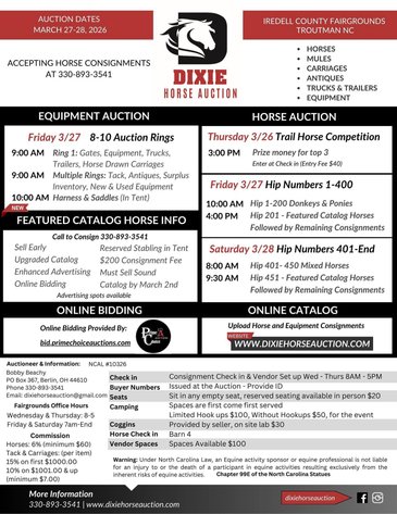 Image for Dixie Horse Auction- Friday- Day 1