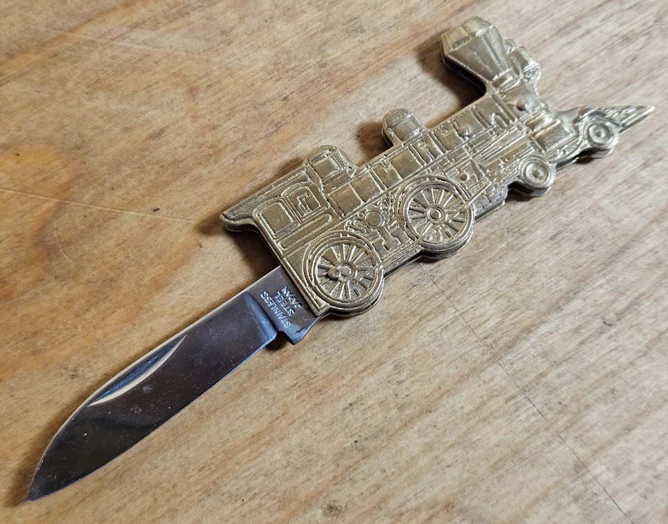 Brass Train Pocket Knife